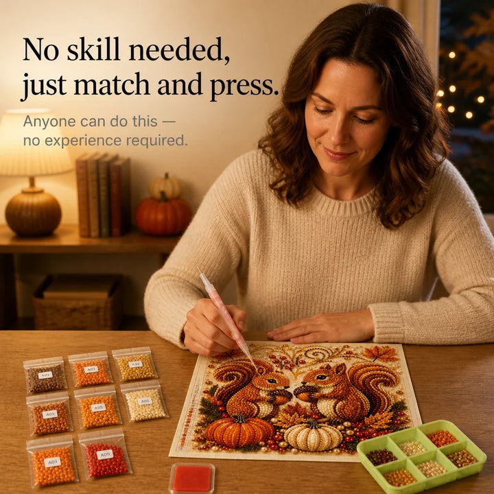 Harvest & Hearth – Pearl Bead Squirrel Diamond Painting Kit