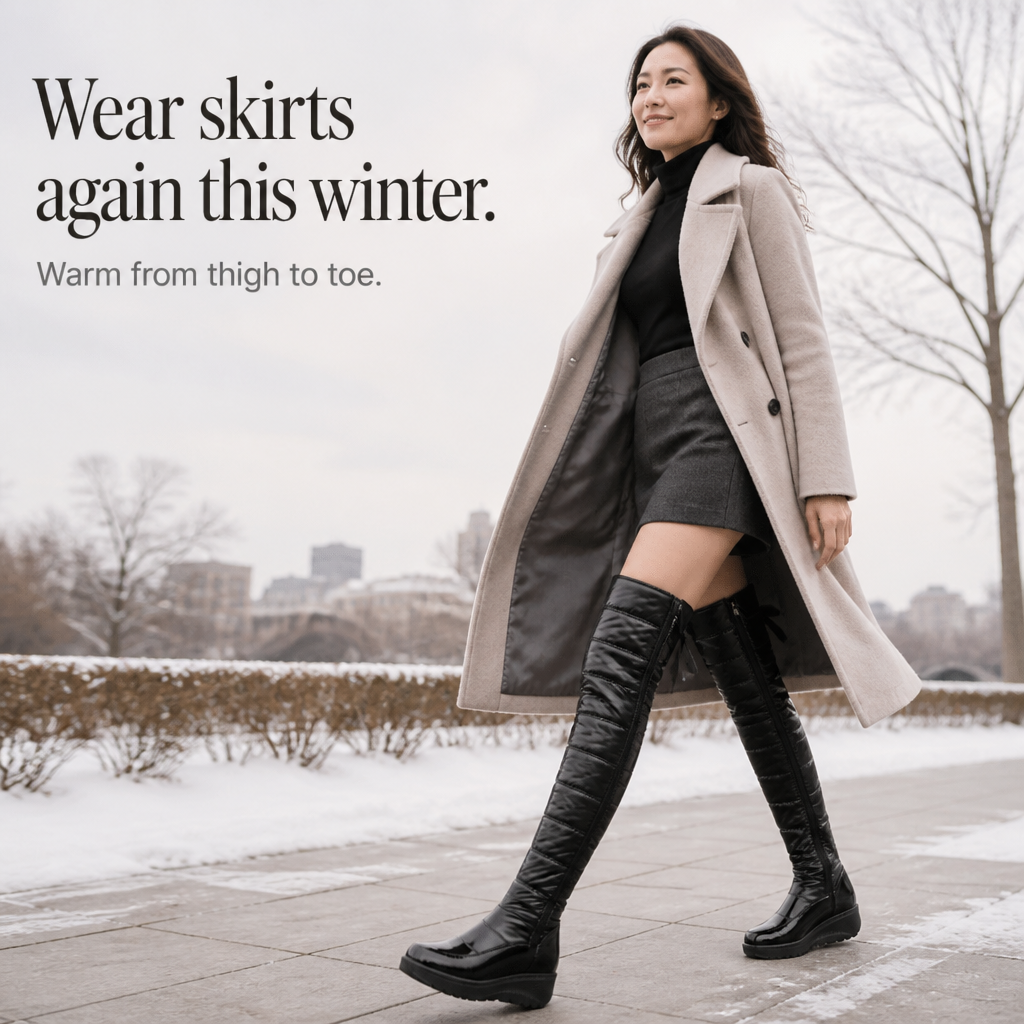 Wearbella – Plush-Lined Bow Over-The-Knee Snow Boots