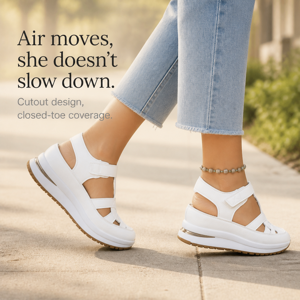 Velora – Closed-toe cage platform sandals with ankle strap