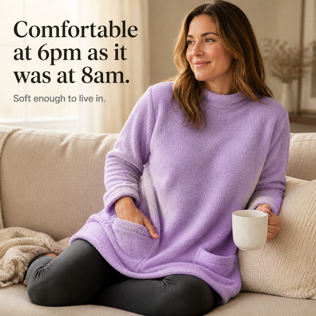 CozyLayer – Brushed-Lining Long-Sleeve Tunic Top