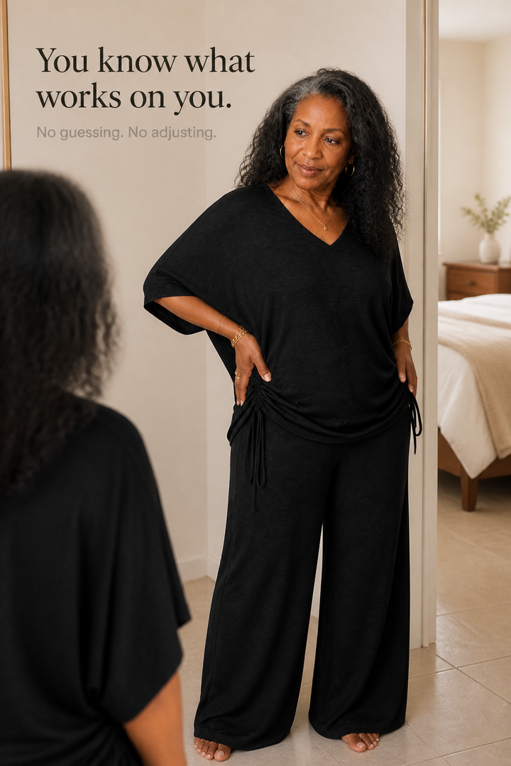 Wearbella – V-Neck Top And Wide-Leg Trouser Set