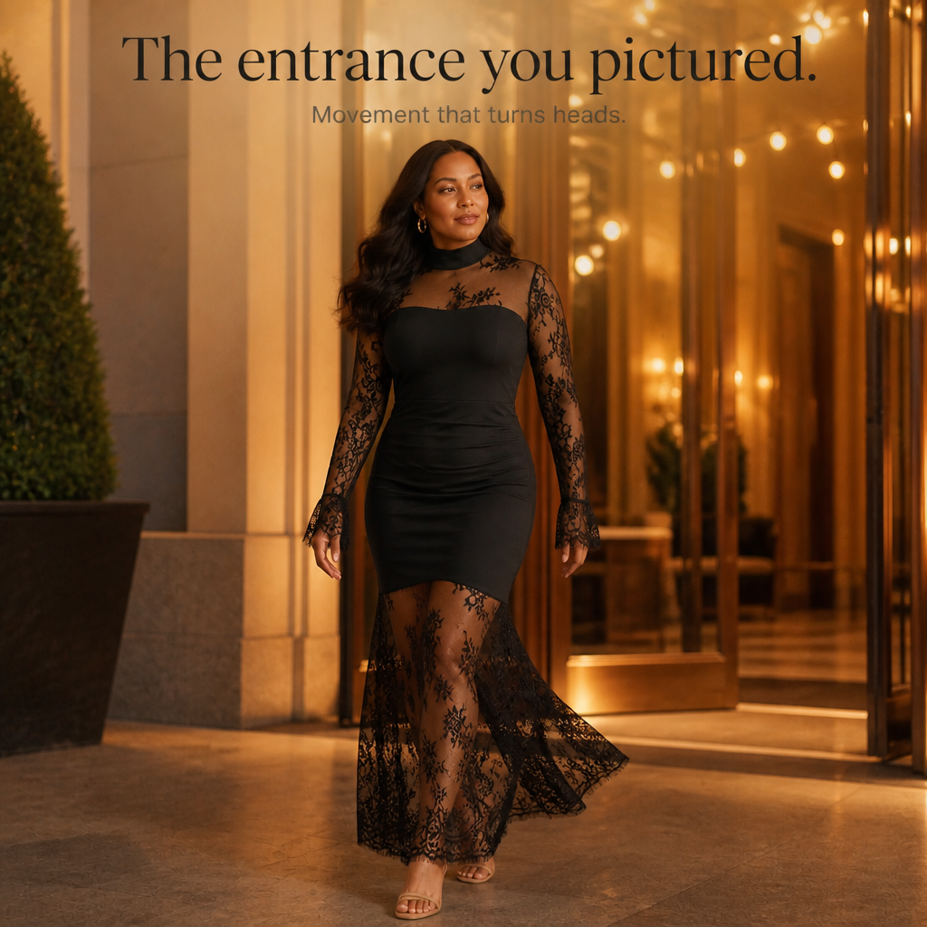 Florenza – Sheer Floral Lace Floor-Length Evening Dress