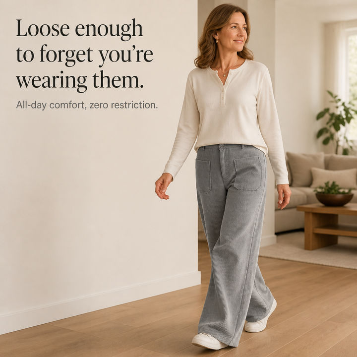 Wovella – Stretch Corduroy-Look Wide-Leg Trousers