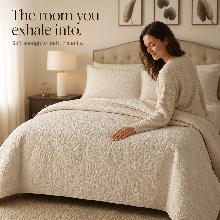 Beddura – Embossed Floral Washed Cotton Comforter Set