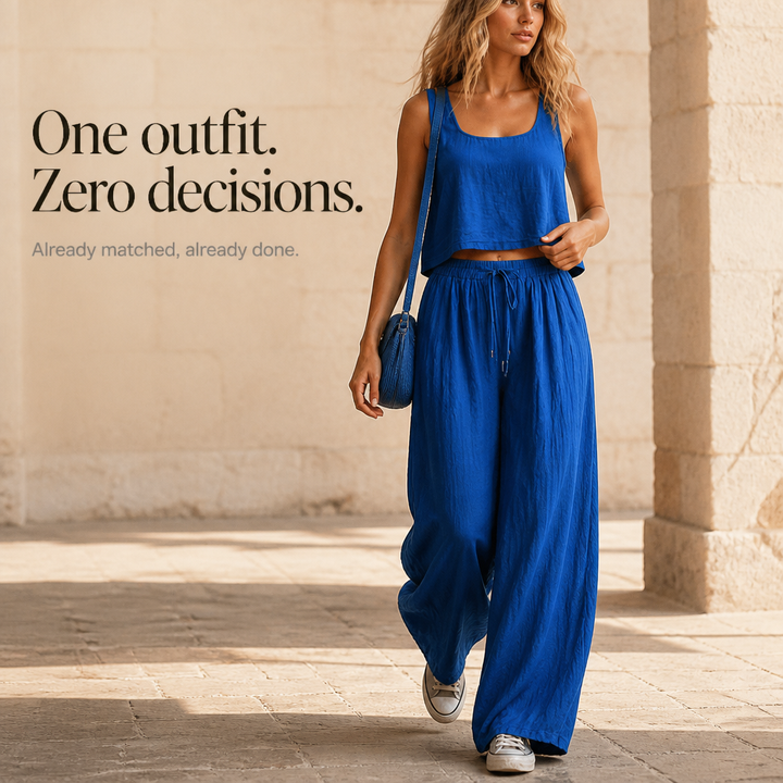 Crinklewear – Crinkle Cami And Wide-Leg Pants Set