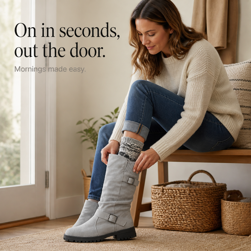 Slouchelle – Ribbed Cuff Slouch Mid-Calf Boots