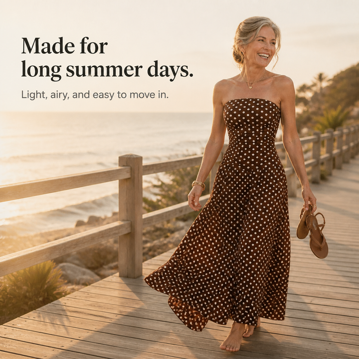Doretta – Strapless maxi that holds without a fuss