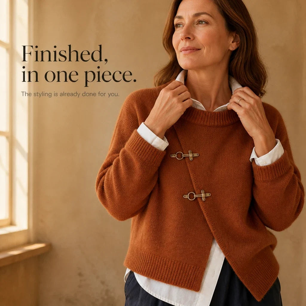 Caramelia – Asymmetric Toggle-Front Knit Cardigan