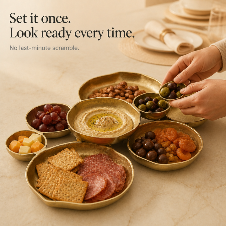 Clusterware – Nine-Bowl Clustered Metal Serving Tray