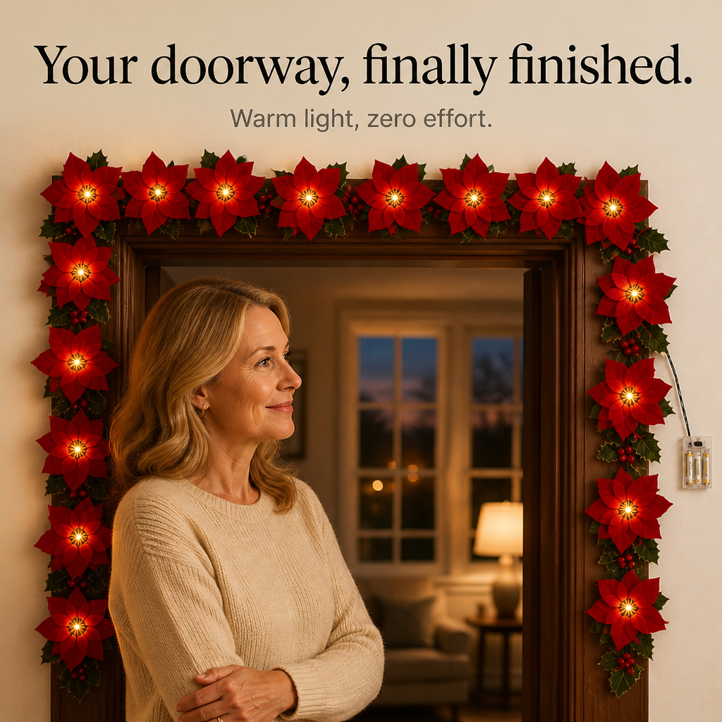 Hollyvia – Poinsettia LED Light-Up Garland