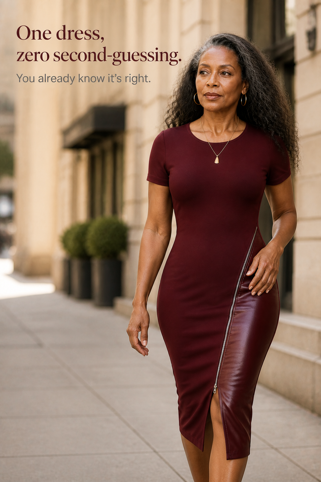 Sixpm – Diagonal Zip PU Panel Bodycon Dress