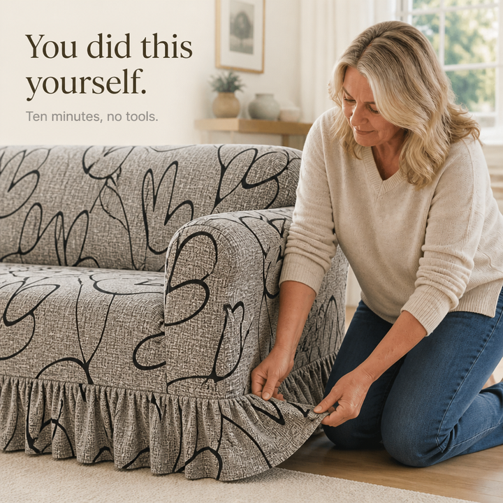 Hemvale – Ruffled Hem Stretch Sofa Cover