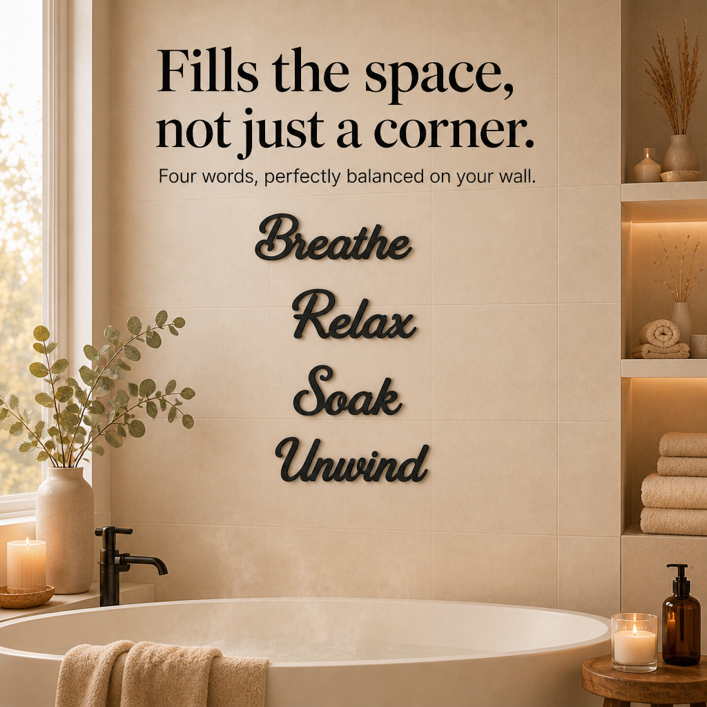 Millhouse Woodcraft – Layered Wood Cutout Bathroom Wall Sign Set