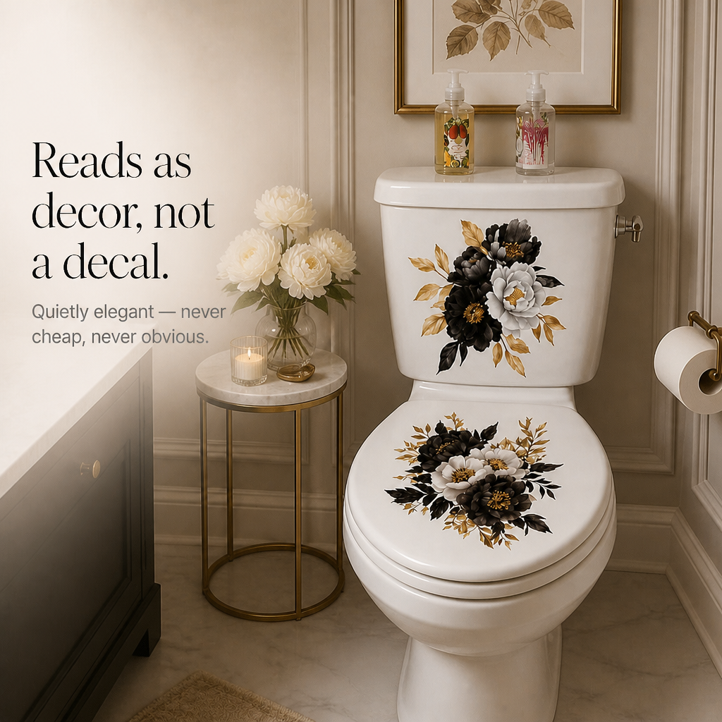 Pearlflora – Layered Floral PVC Toilet Decal Set