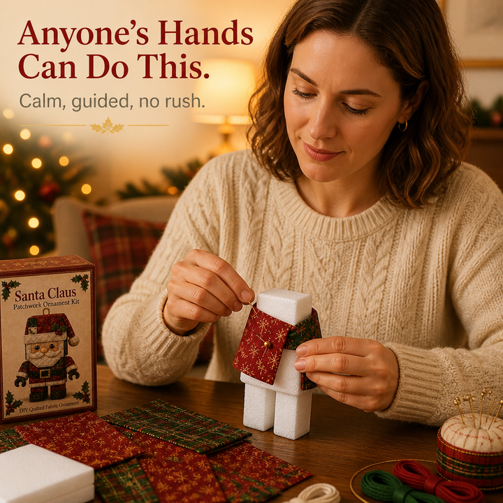 Patchtrim – No-Sew Patchwork Santa Ornament Kit