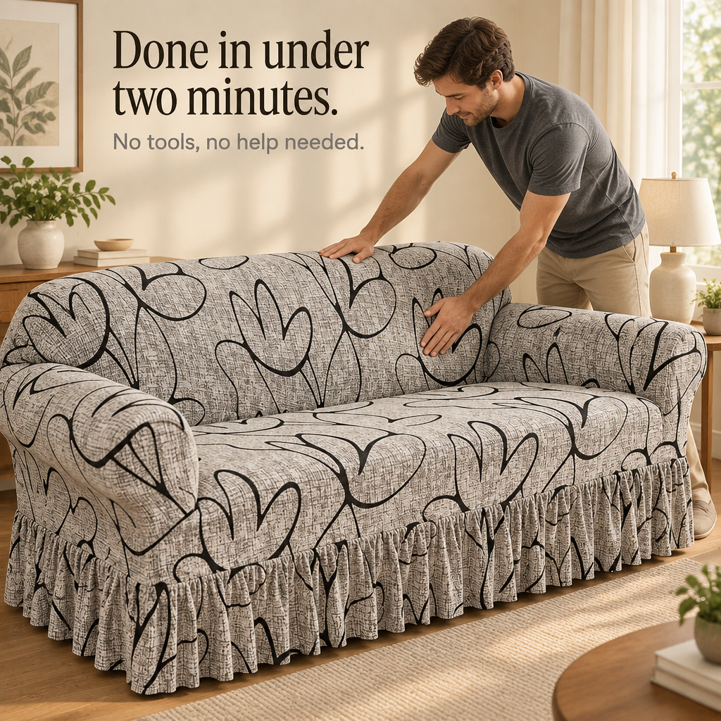 Wrapsody – High-Stretch Ruffled Skirt Sofa Slipcover