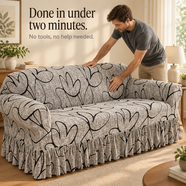 Wrapsody – High-Stretch Ruffled Skirt Sofa Slipcover