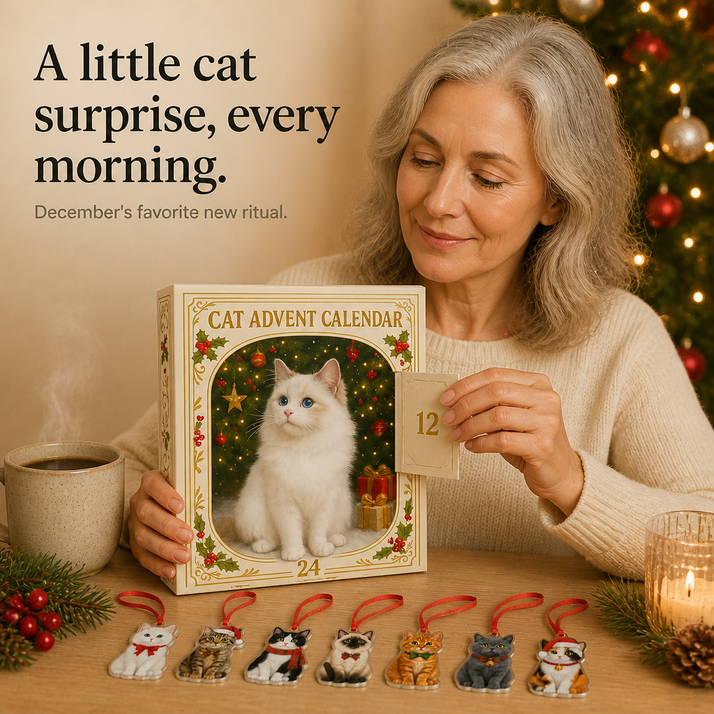 Mistletoe Meow – 24 Cat Acrylic Christmas Ornaments