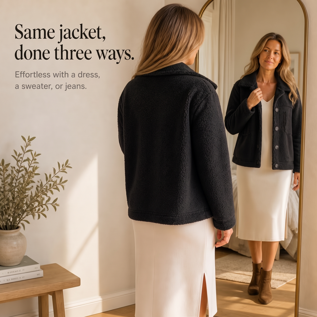 Ariane – Curly Faux-Fur Button-Front Jacket