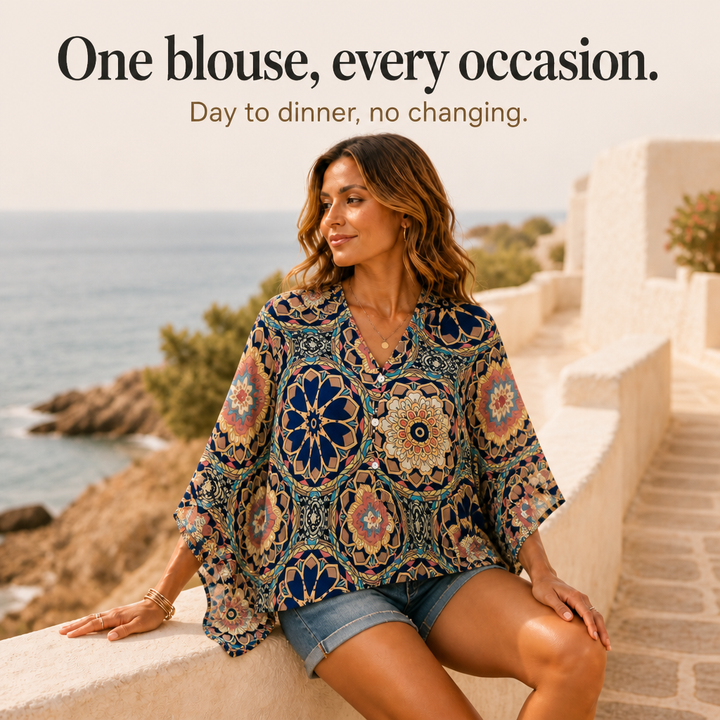 Wanderloom – V-Neck Blouse With A Drape That Skims, Not Clings