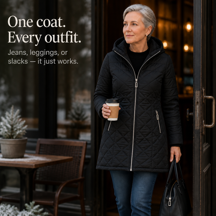 Veluna – Plush-Lined Mid-Length Hooded Winter Coat