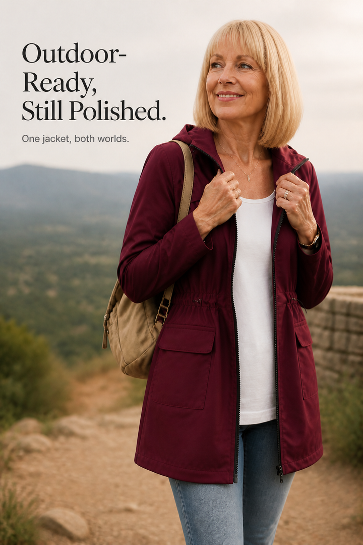 Rainette – Drawstring Waist Hooded Rain Jacket