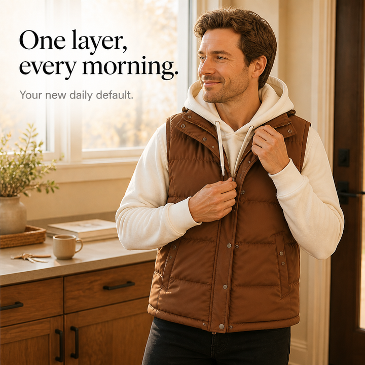 Wraverly – Layered Double Hood Puffer Vest