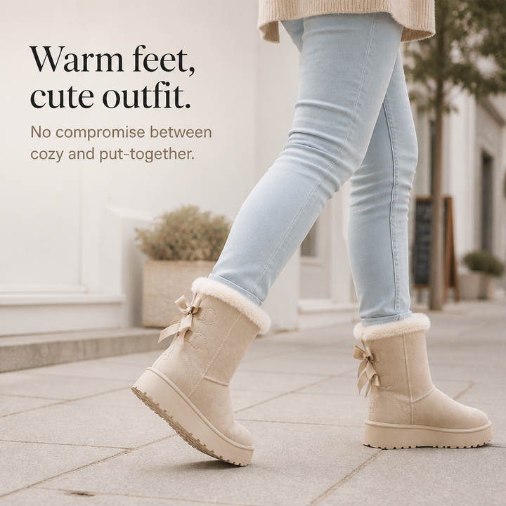 Bowelle – Plush-Lined Platform Bow Winter Boots