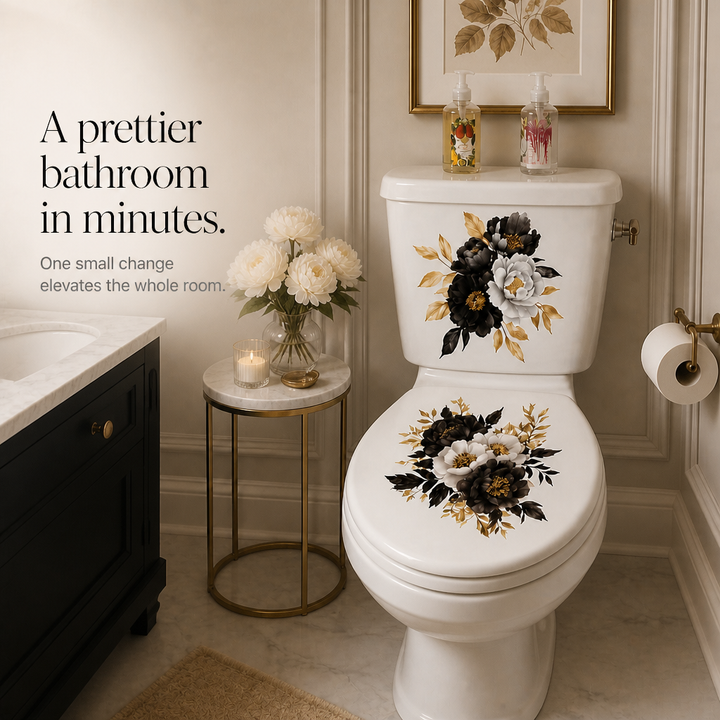 Pearlflora – Layered Floral PVC Toilet Decal Set