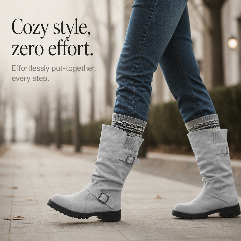 Slouchelle – Ribbed Cuff Slouch Mid-Calf Boots