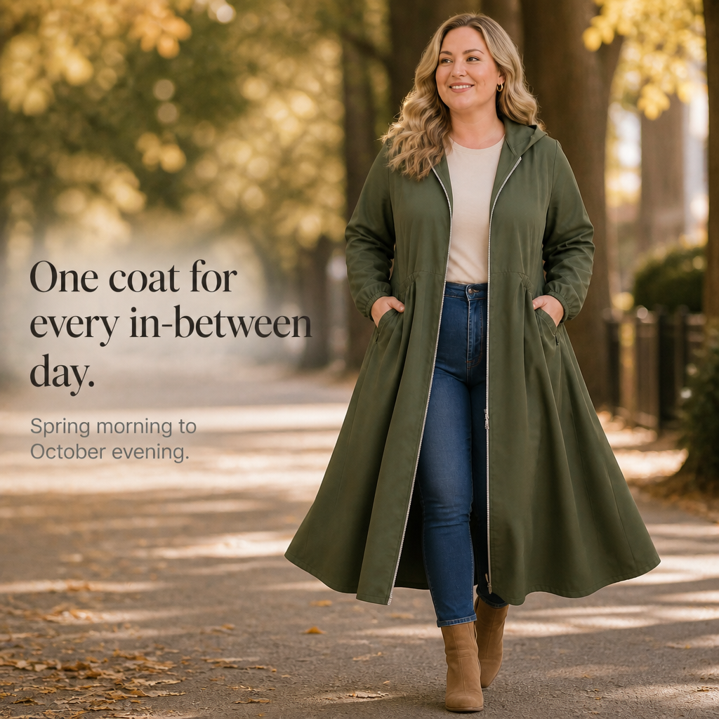 Rainbella – Flared Hem Peplum Rain Jacket With Pockets