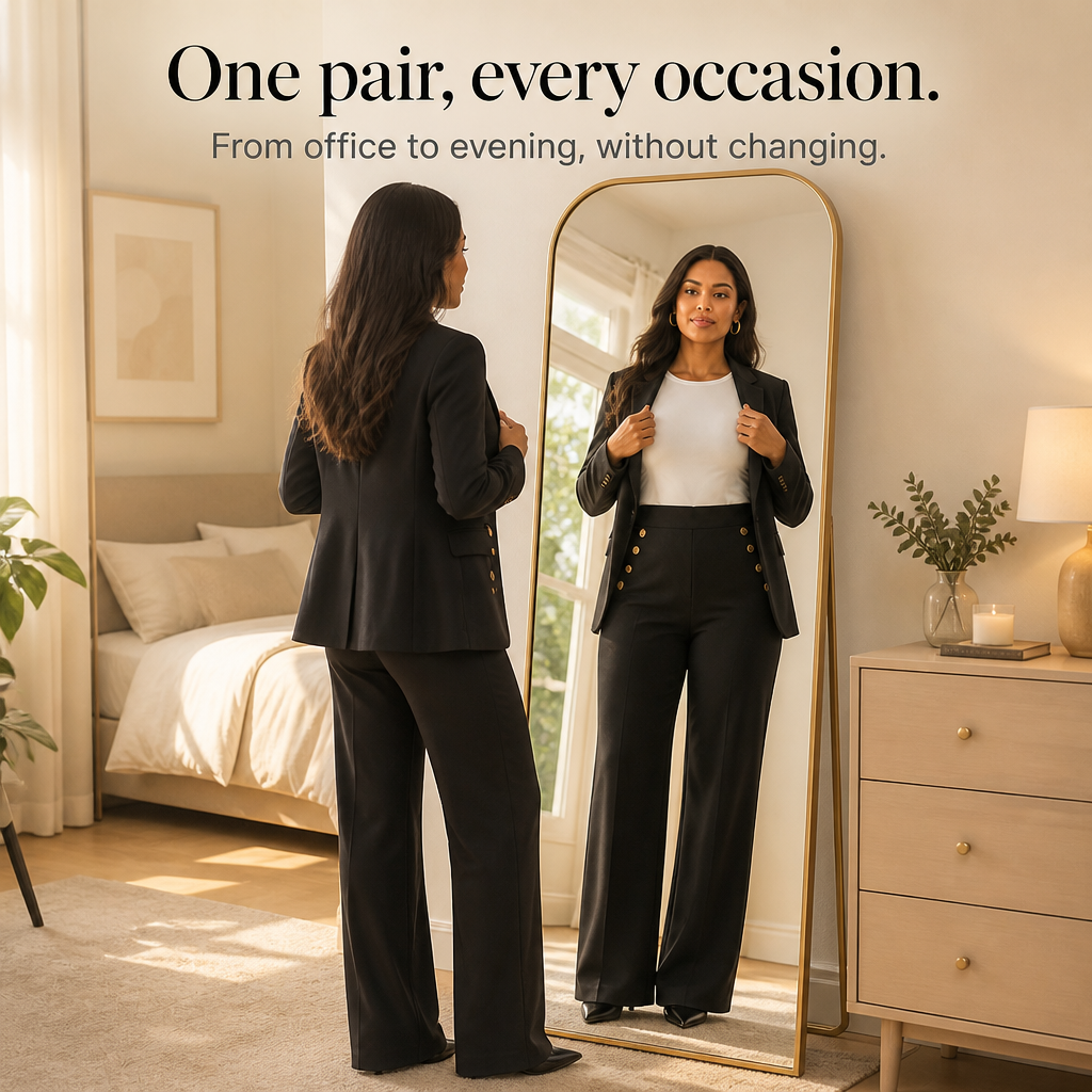 Smoothwaist – Hidden-Panel Wide-Leg Trousers