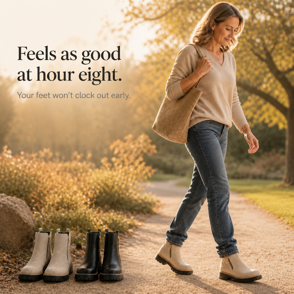 Stridewell – Square-Heel Zip-Up Ankle Boots