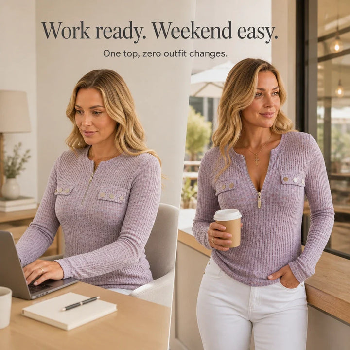Waffle & Form – Waffle-Knit Half-Zip Top
