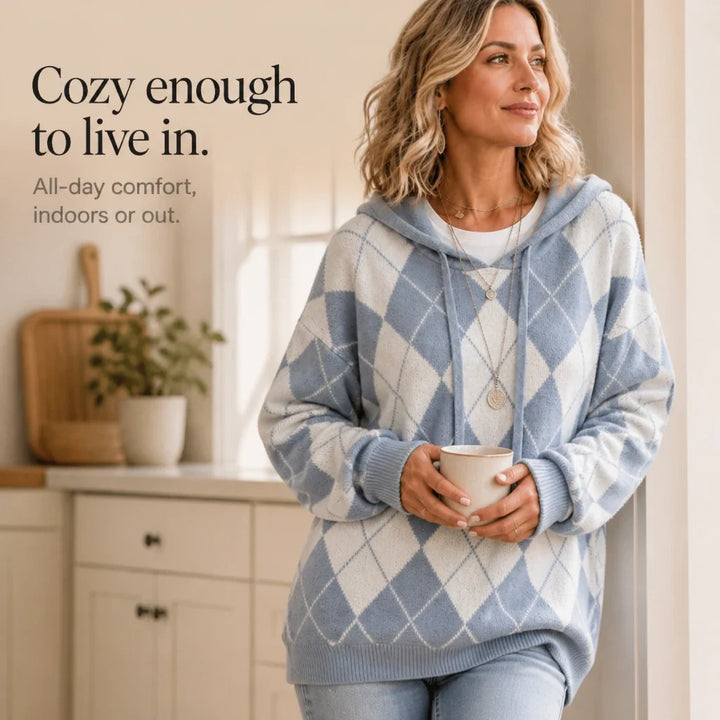 Argylea – Argyle Hooded Knit Sweater