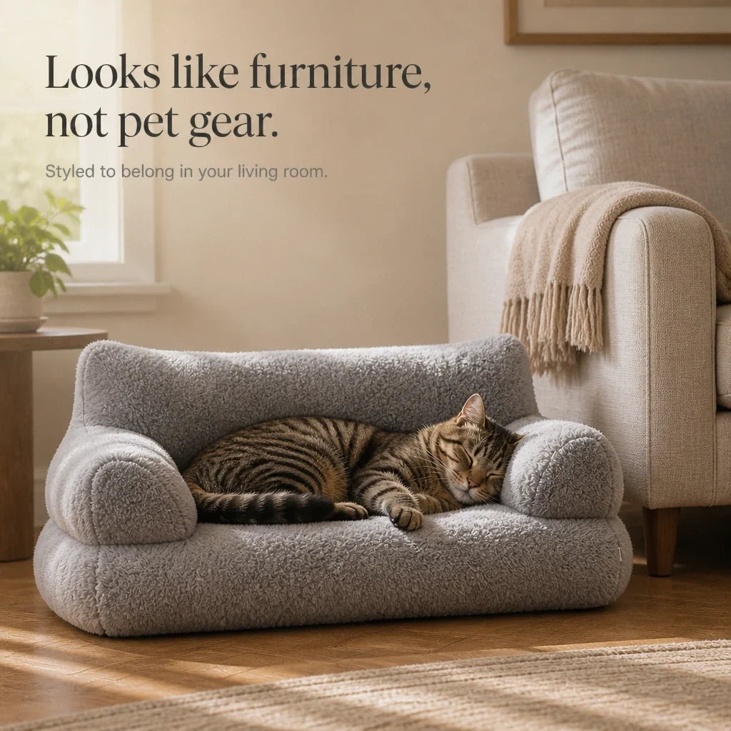 HearthPaw – Plush Sofa-Shaped Cat Bed