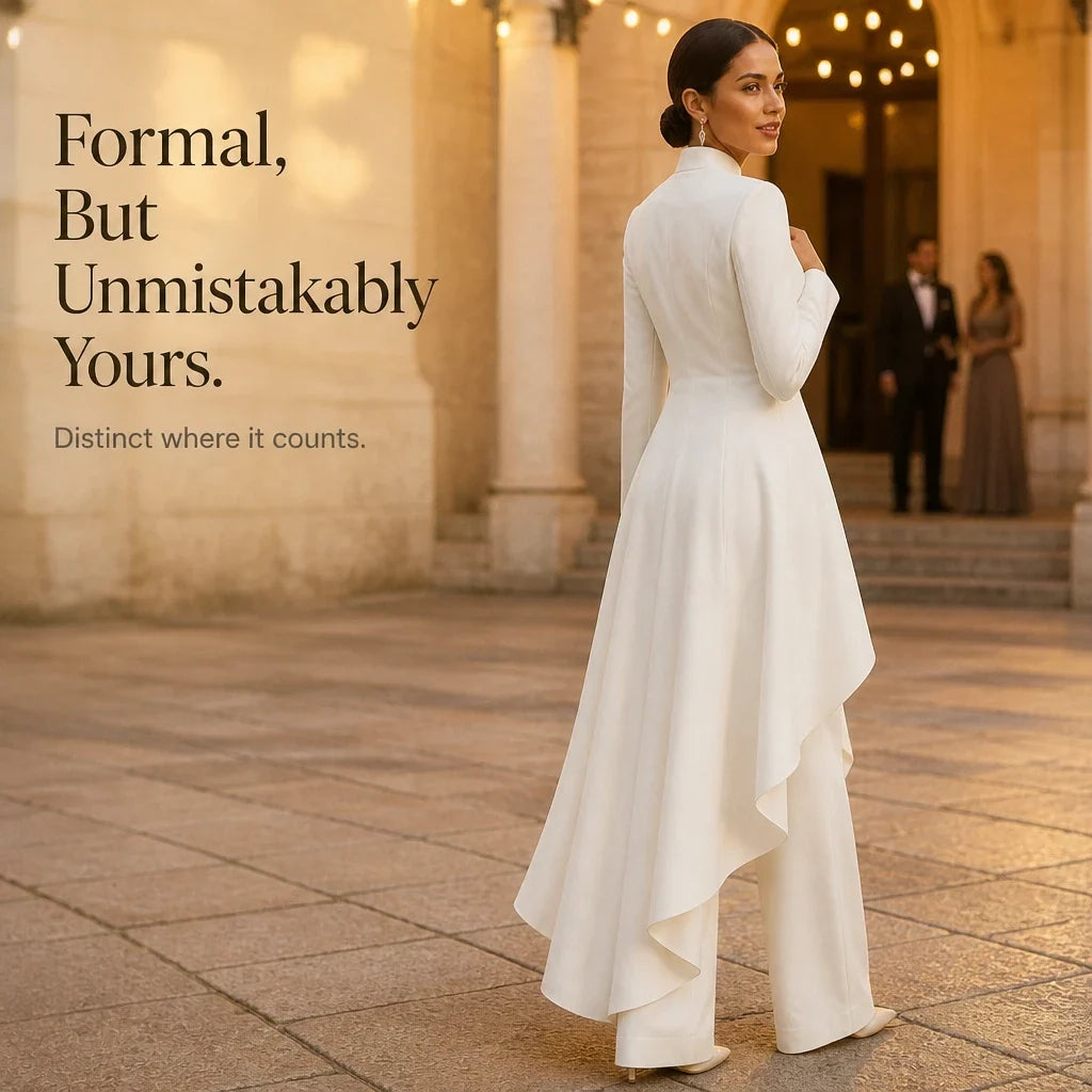 Vellora – Asymmetric Ruffled Tunic And Wide-Leg Pants Set