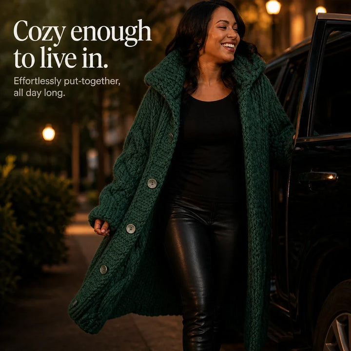 Cable & Clover – Chunky Cable-Knit Oversized Cardigan