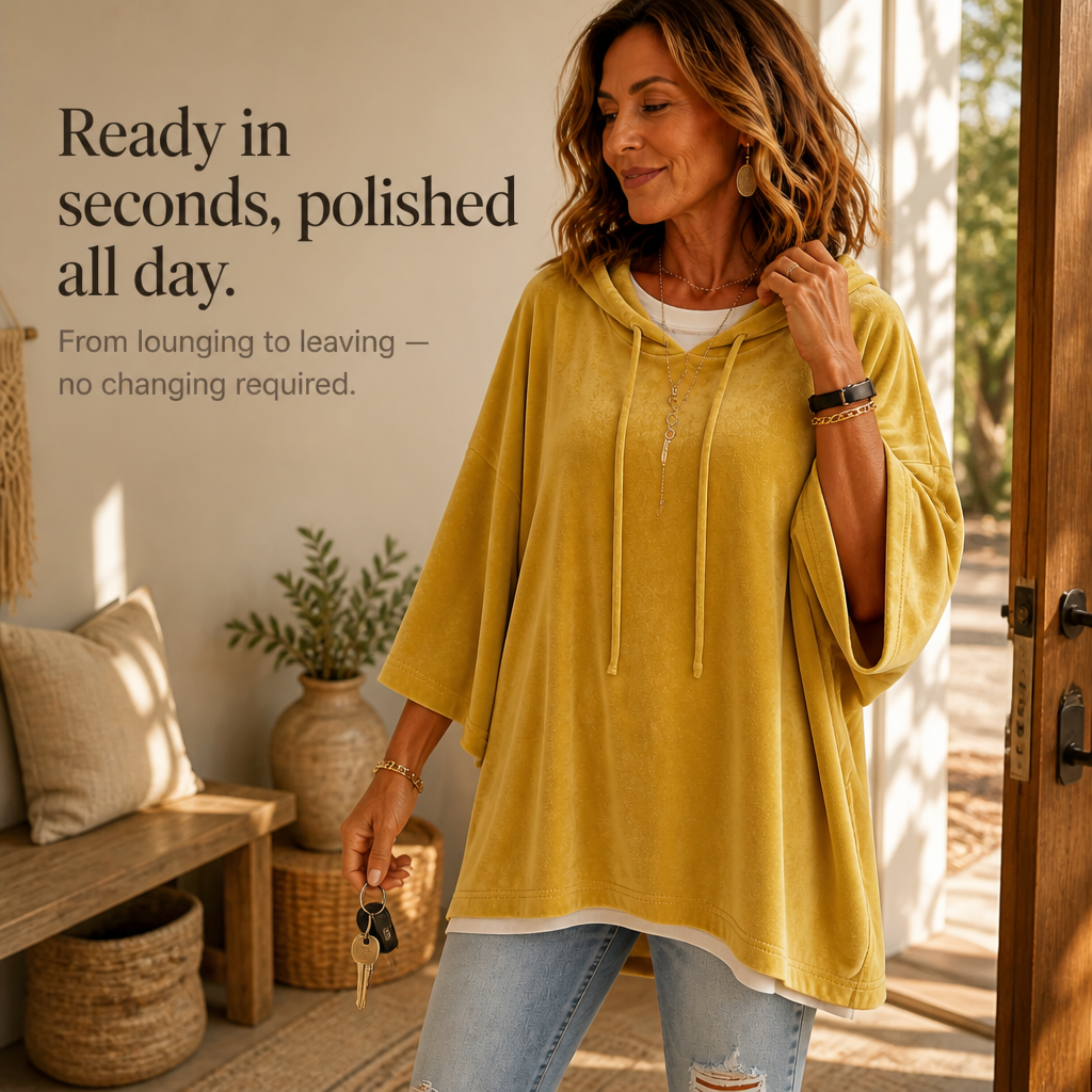 Veloura – V-Neck Hooded Velour Hoodie