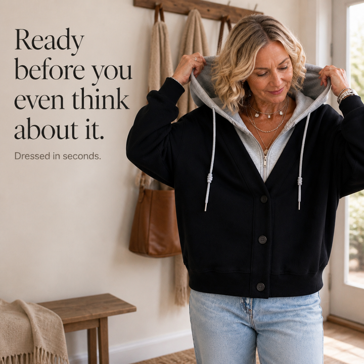Layerelle – Color-Block Faux-Layer V-Neck Hoodie