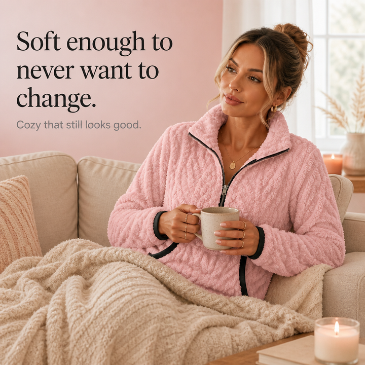 Cloudessa – Half-Zip Fuzzy Pullover With Kangaroo Pocket