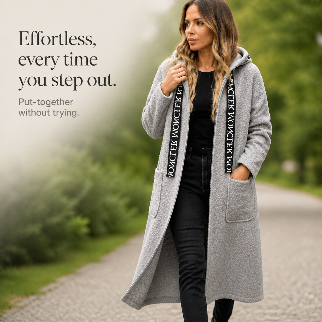 Wearbella – Hooded Zip-Front Long Coat