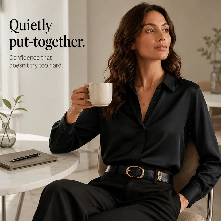 Vivelyn – Long-Sleeved Satin-Look Shirt