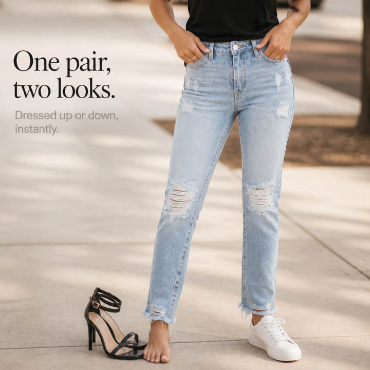 Riva – Distressed Ripped Denim Jeans