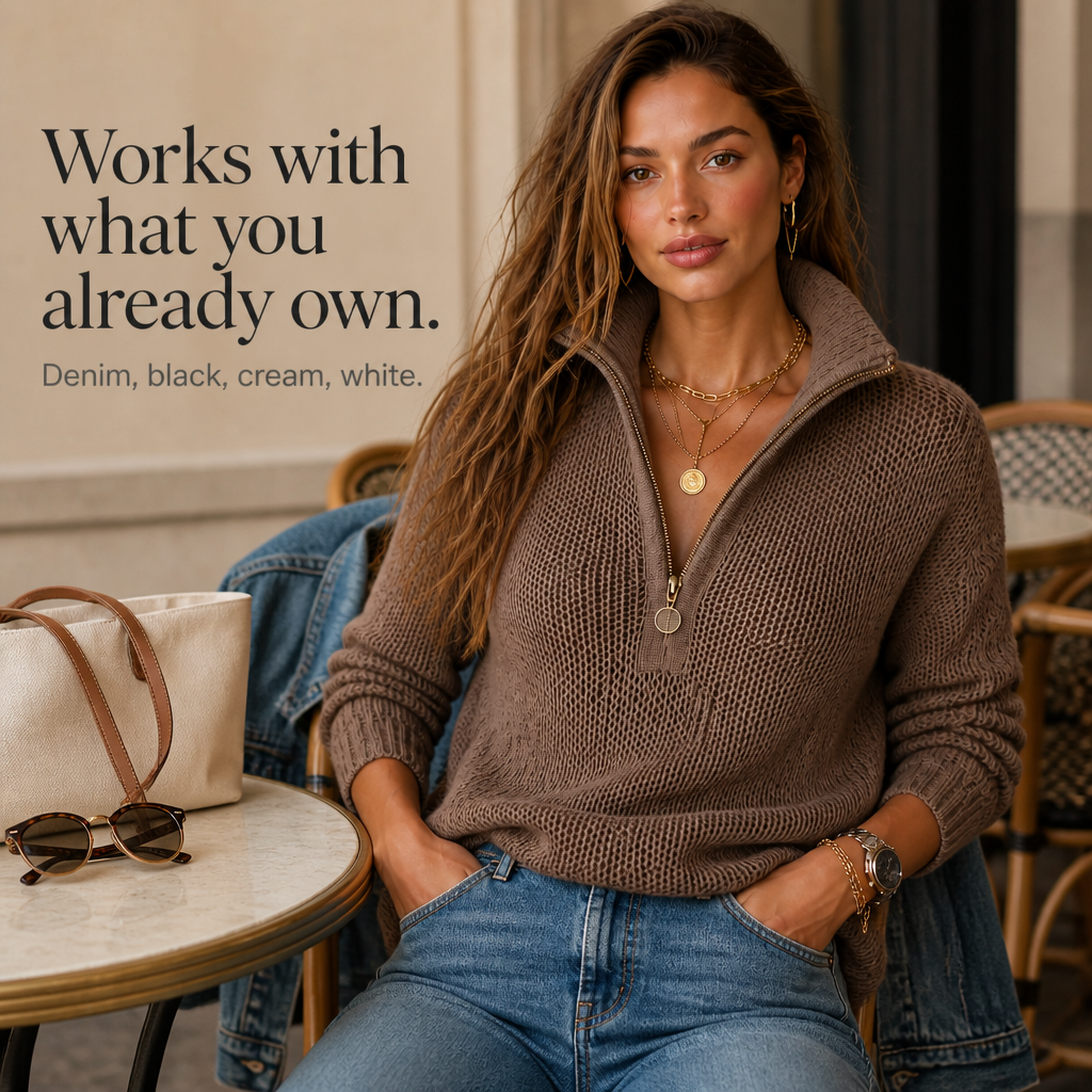 ElevenOra – Half-Zip Sweater That Looks Tried, Not Tried-Hard