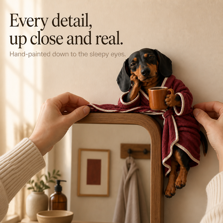 Cozy Cornerhound – Bathrobe Coffee Dachshund Doorway Figurine