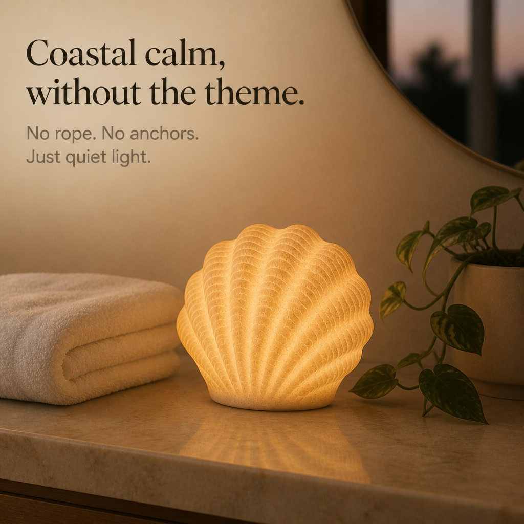 Coastal Glow Co. – Ceramic Shell And Conch Ambient Lamp Set