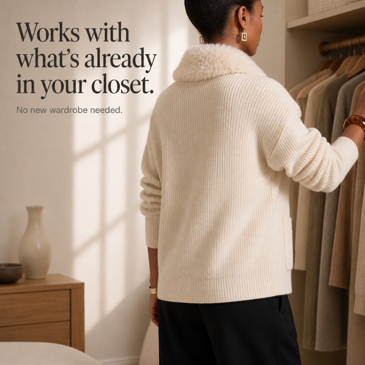 Veloura – Plush Faux-Fur Lapel Chunky Knit Cardigan