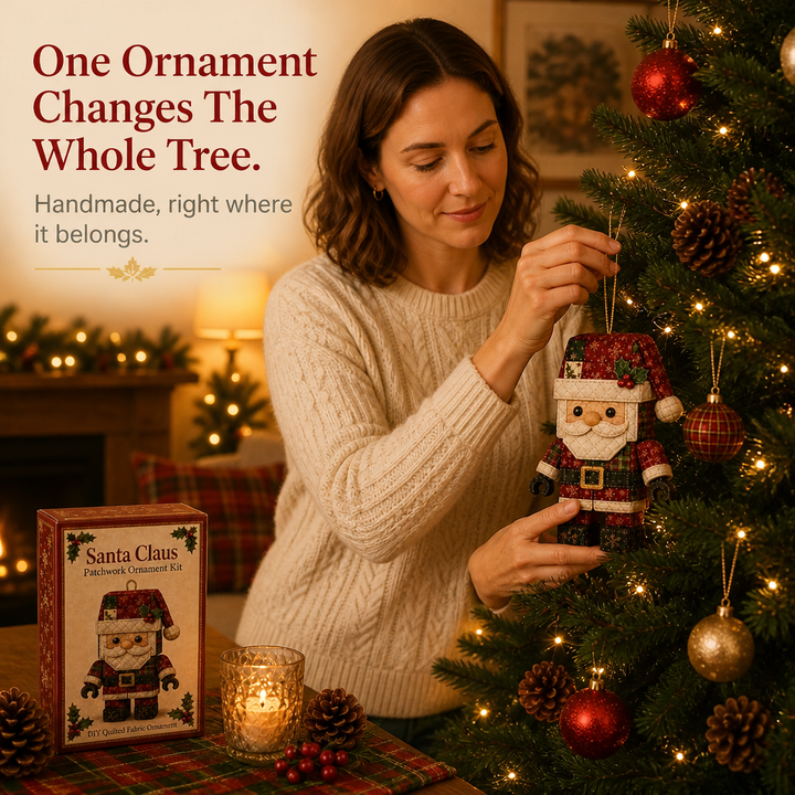 Patchtrim – No-Sew Patchwork Santa Ornament Kit
