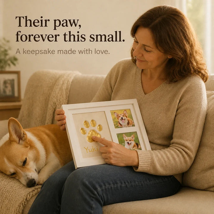 Pawprint Keepsake – Three-Window Paw Print Frame